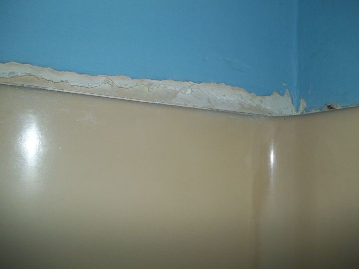 What Do I To Repair The Damaged Drywall Above My Bathtub Surround Hometalk Repair The Damaged Drywall, How To Drywall Above Tub Surround