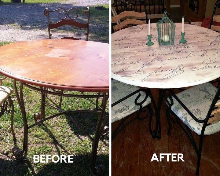 old tired old table to cute french script dining table