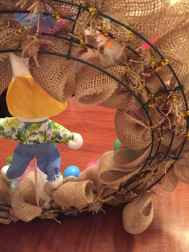 dollar store easter burlap wreath perfect for the holiday and spring