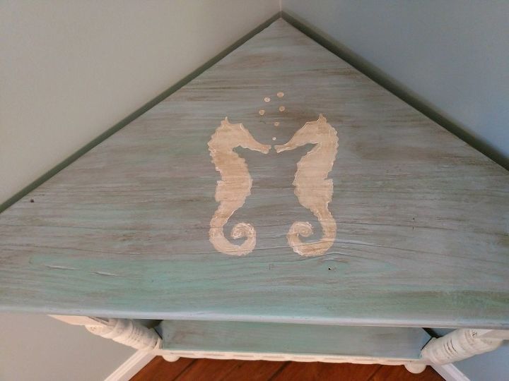 table redo from southwestern to beachy coastal, Table top painted