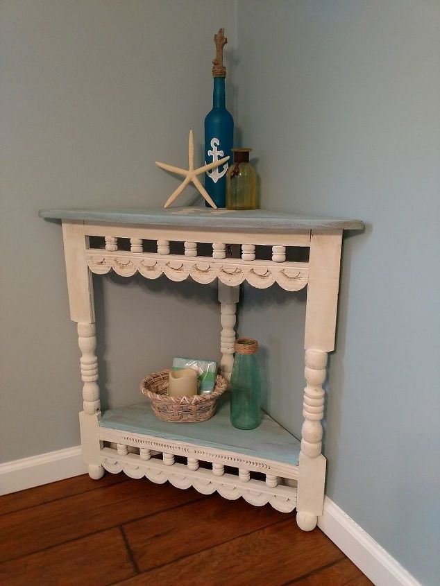 table redo from southwestern to beachy coastal, My new Beachy Coastal Corner Table