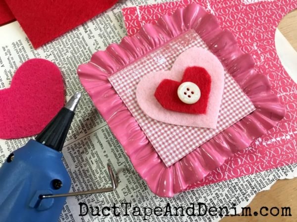 felt valentines in tiny red and pink frames