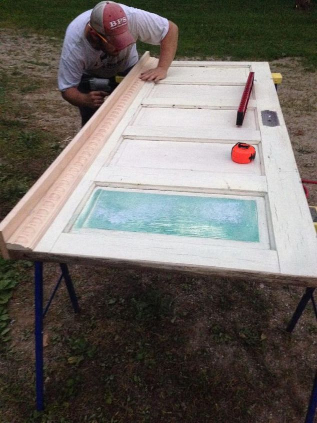 repurposed door headboard