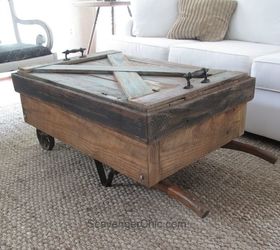these coffee table ideas will inspire you to make your own, Upcycled Hand Cart Coffee Table