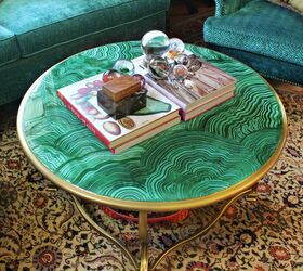 these coffee table ideas will inspire you to make your own, Faux Malachite Coffee Table