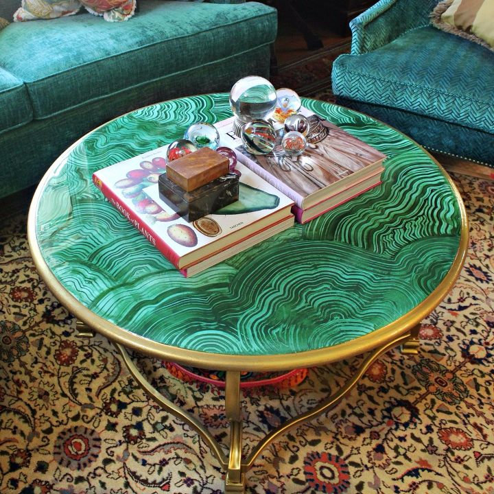 these coffee table ideas will inspire you to make your own, Faux Malachite Coffee Table