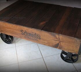 these coffee table ideas will inspire you to make your own, Industrial Cart Pallet Wood Coffee Table