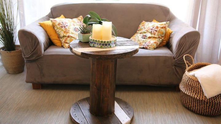 these coffee table ideas will inspire you to make your own, Dusty Cable Spool Trendy Coffee Table