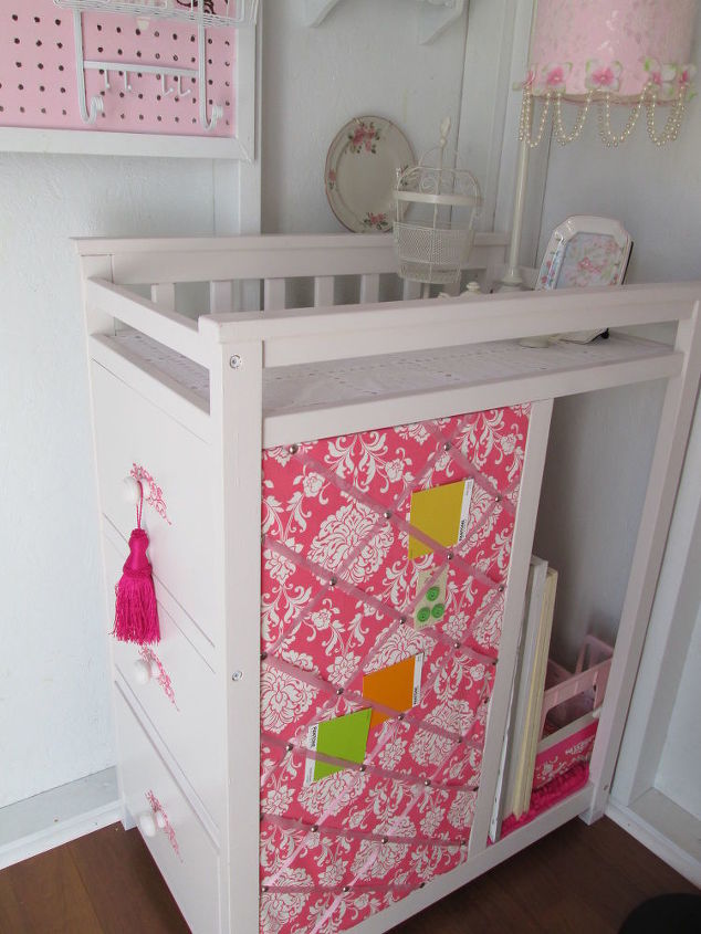 s keep your craft supplies organized with these fun storage ideas, Changing Table Turned Craft Storage
