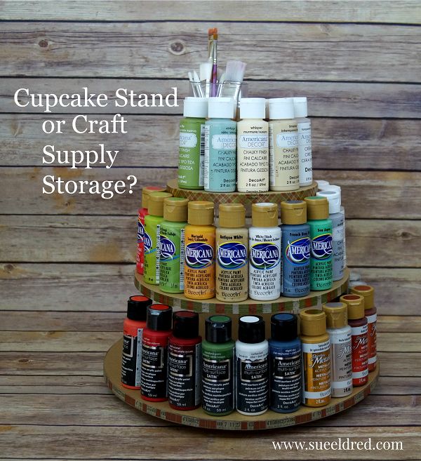 s keep your craft supplies organized with these fun storage ideas, Cupcake Stand Turned Craft Storage