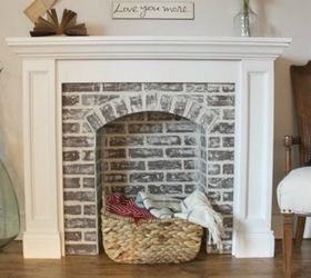 12 stunning ways to get that exposed brick look in your home, Embellish wood to fake a brick fireplace