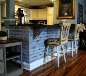 12 stunning ways to get that exposed brick look in your home, Redo your kitchen island in faux panels