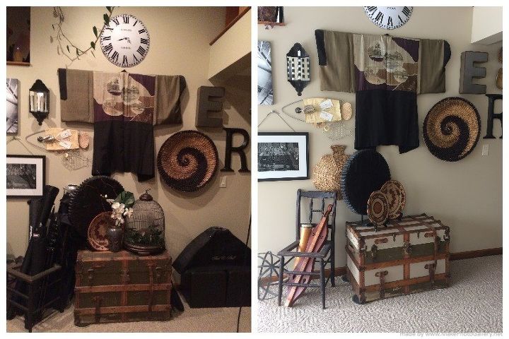 painted trunk blends with decor