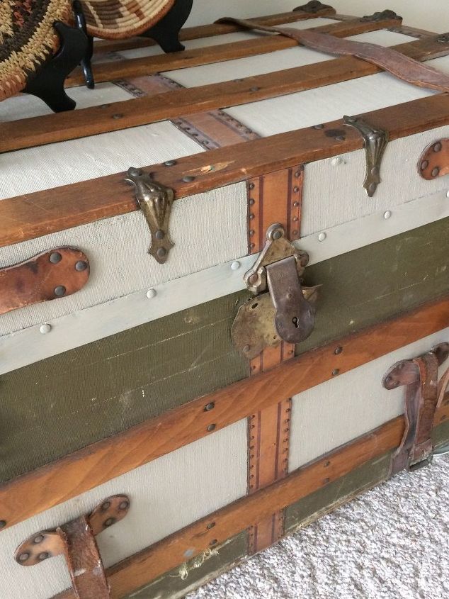 painted trunk blends with decor