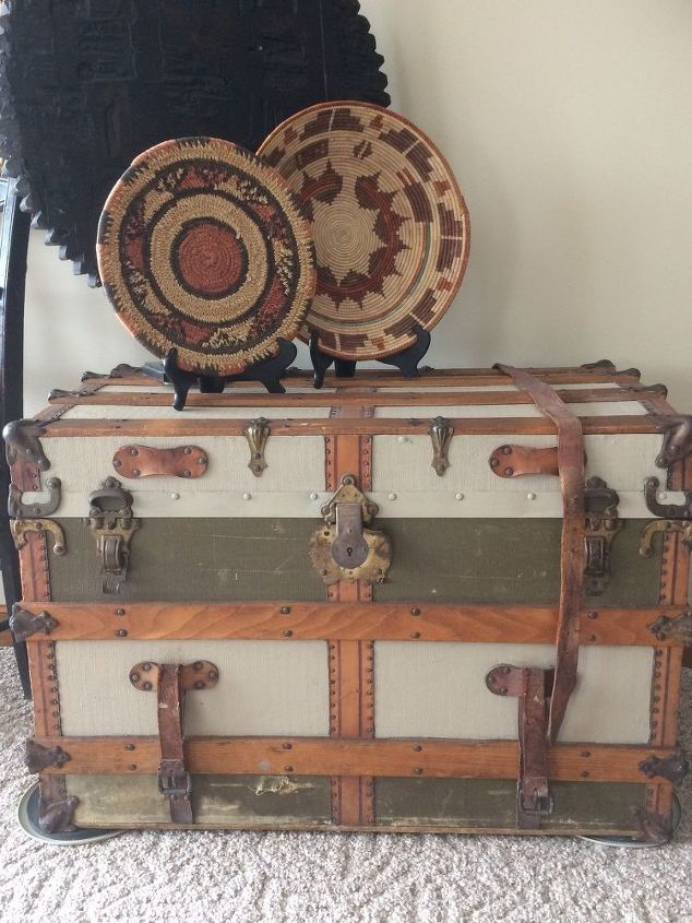 painted trunk blends with decor