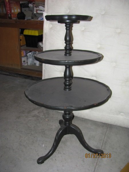 upcycle an old three tiered table into 2 new pieces