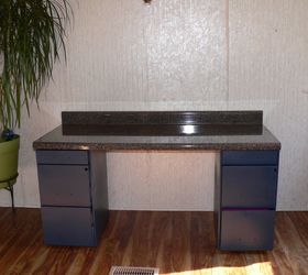 desk on filing cabinets