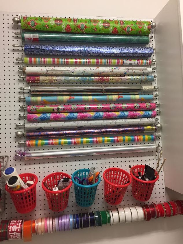 organizing your space to maximize storage, Front view of the peg board wall