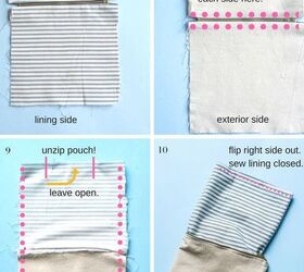 diy zipper pouch lined and made from drop cloth
