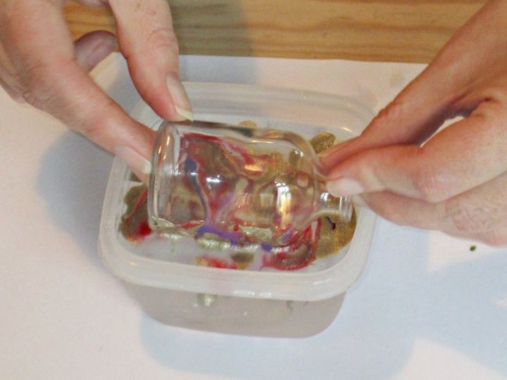 marbling glass bottles with nail polish