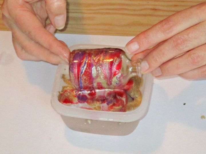 marbling glass bottles with nail polish