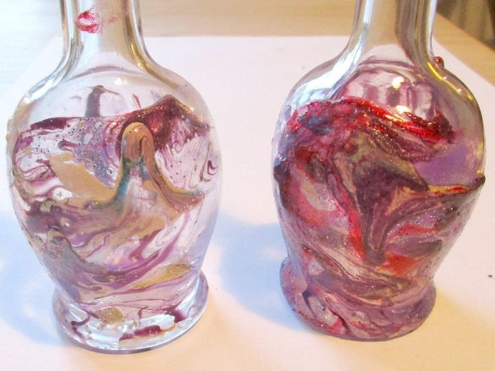 marbling glass bottles with nail polish