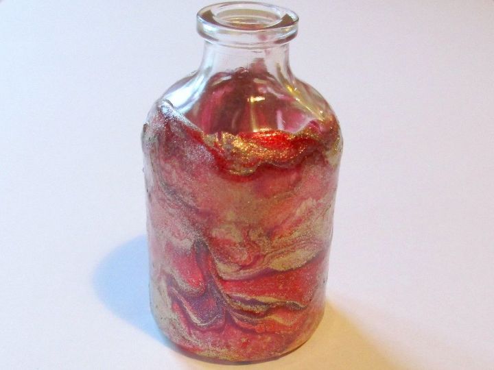 marbling glass bottles with nail polish