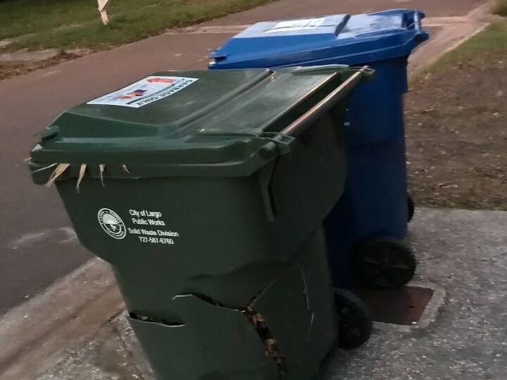 q how to hide 2 huge garbage bins