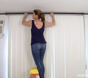 how to hang curtains to conceal vertical blinds