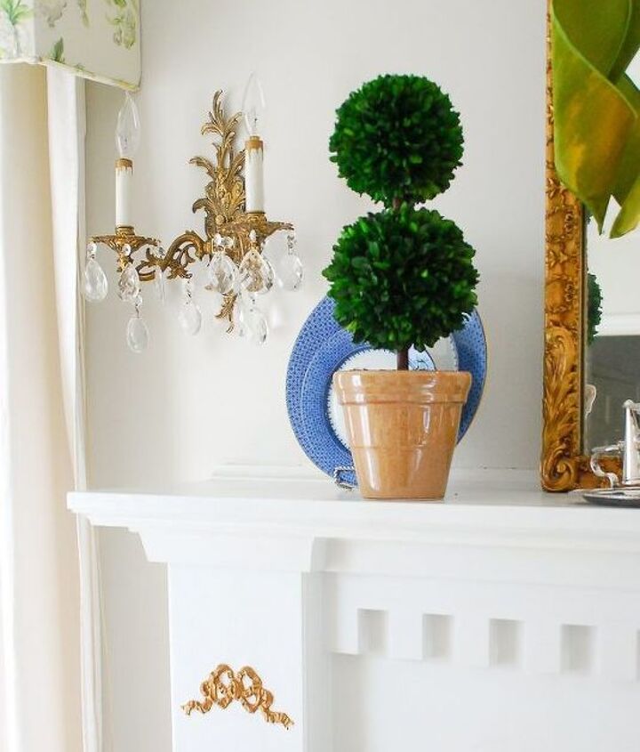 boxwood topiary decor for a traditional mantel how to