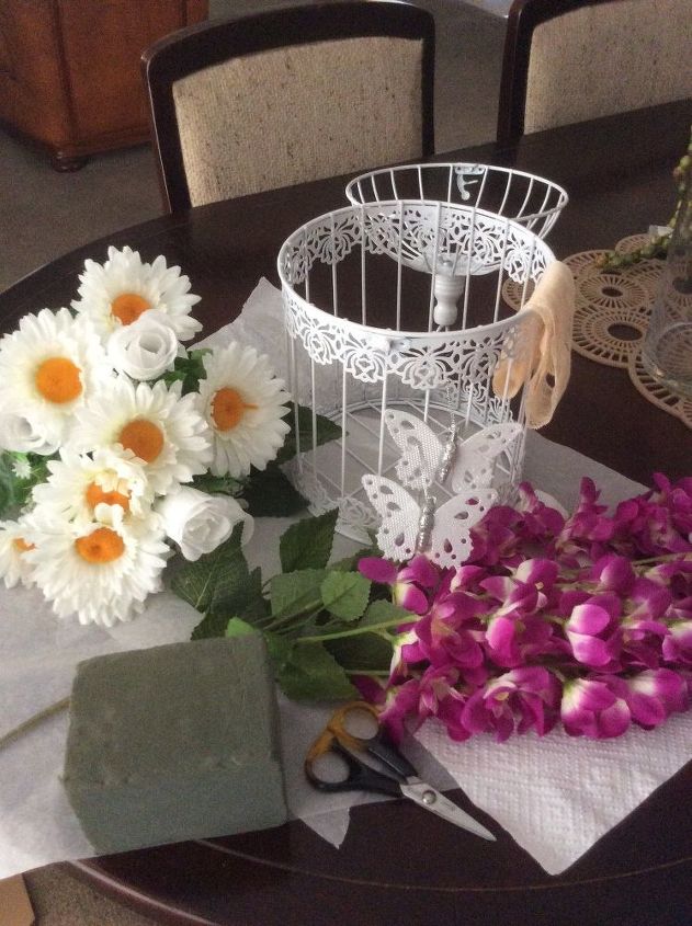 how to decorate a bird cage with artificial flowers