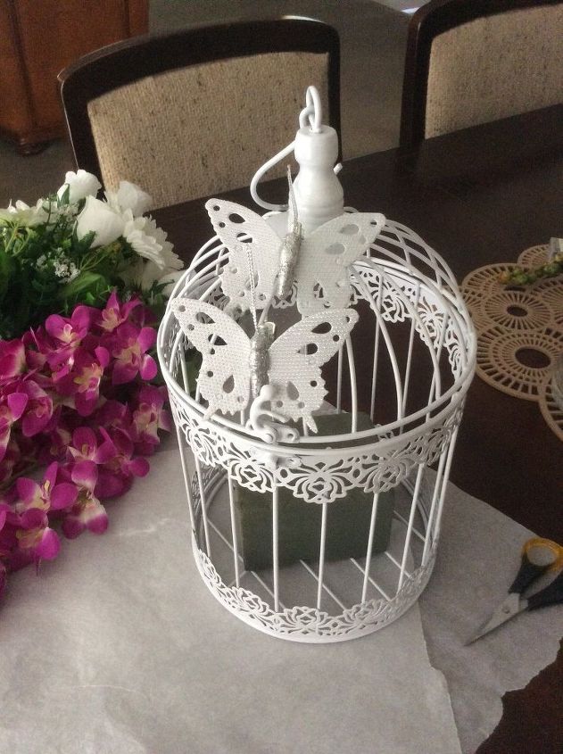 how to decorate a bird cage with artificial flowers