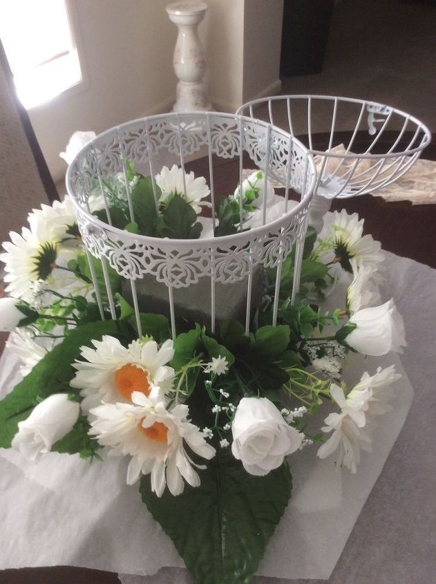 how to decorate a bird cage with artificial flowers