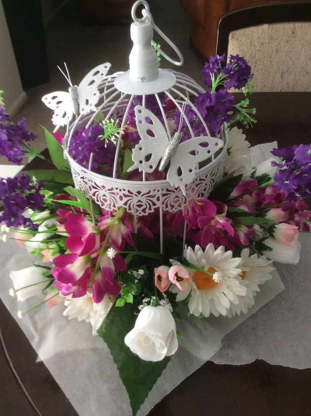 how to decorate a bird cage with artificial flowers