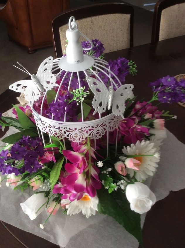 how to decorate a bird cage with artificial flowers