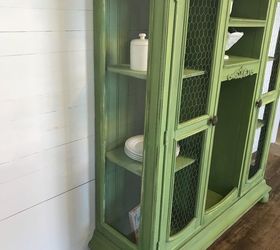 repurposed tv hutch top now a gorgeous farmhouse style cabinet, Added shelves