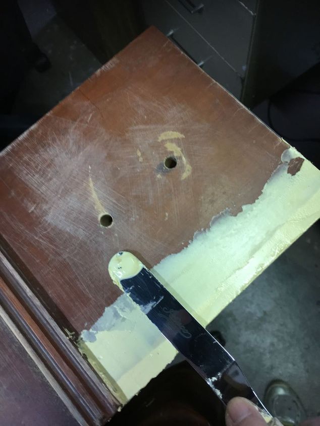 secretary in black lace, Fill holes and repair veneer with Textura