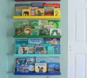 the newest diy space saving storage ideas to keep your home organized, Rainbow Book Ledges for Children s Books