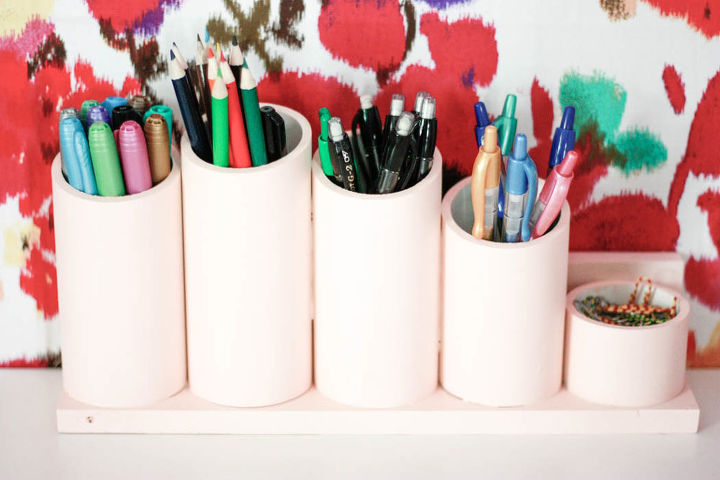 the newest diy space saving storage ideas to keep your home organized, PVC Pipe Pen Organizer