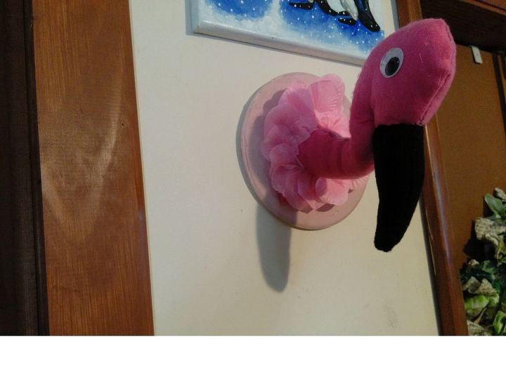 faux taxidermy with gertie the flamingo