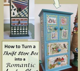 thrift store eyesore transformed into romantic jewelry armoire