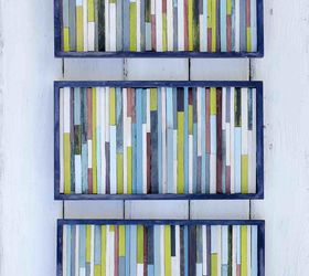 s 31 creative ways to fill empty wall space, Turn wooden coffee stirrers into modern art