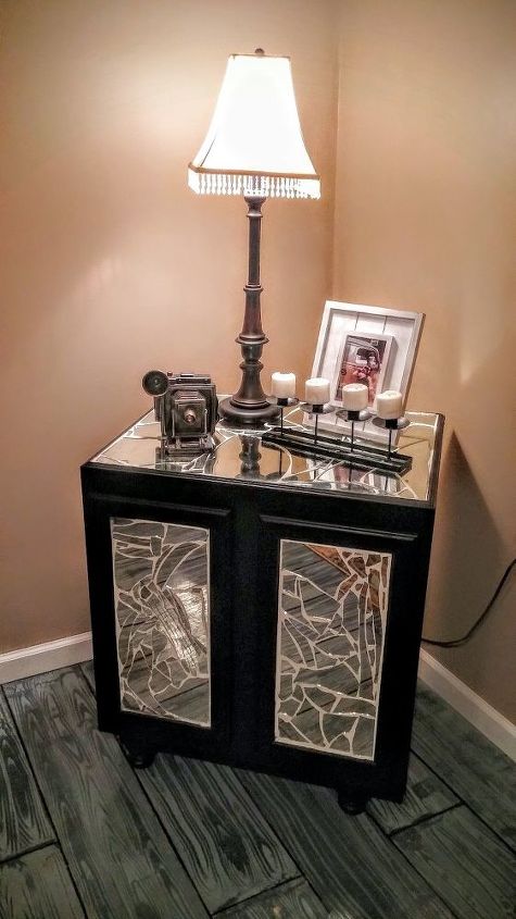 bathroom cabinet upcycled to a bright livingroom cabinet