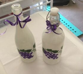stencilled grape wine bottles