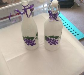 stencilled grape wine bottles