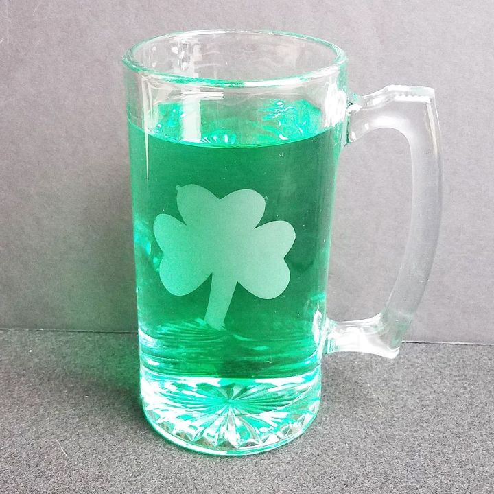 etched shamrock mug