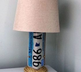 lamp gets a country girl makeover using license plates