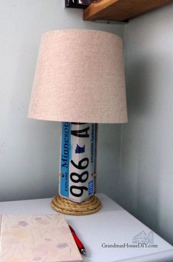 lamp gets a country girl makeover using license plates