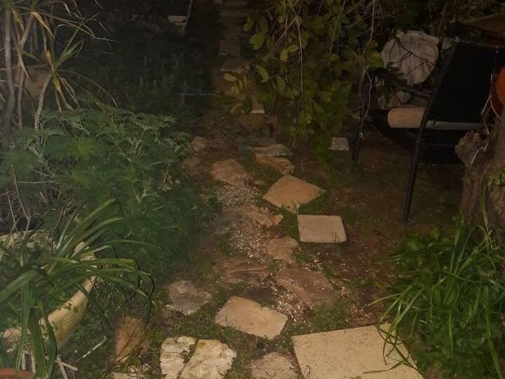 q how do i make a path of stones pottery embedded in cement