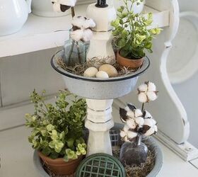 diy tiered tray from repurposed enamelware bowls